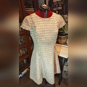Eliza J Size 6 Cap Sleeved Tweed Dress